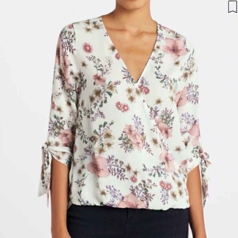 West K Floral High-lo V-Neck Blouse